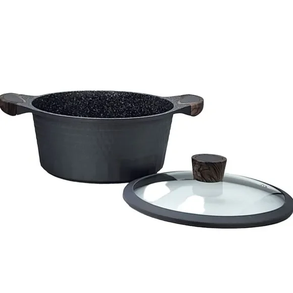 D&W‎ Premium Cookware 9.5in Stock Pot Casserole with Lid Nonstick 4.5QT Charcoal